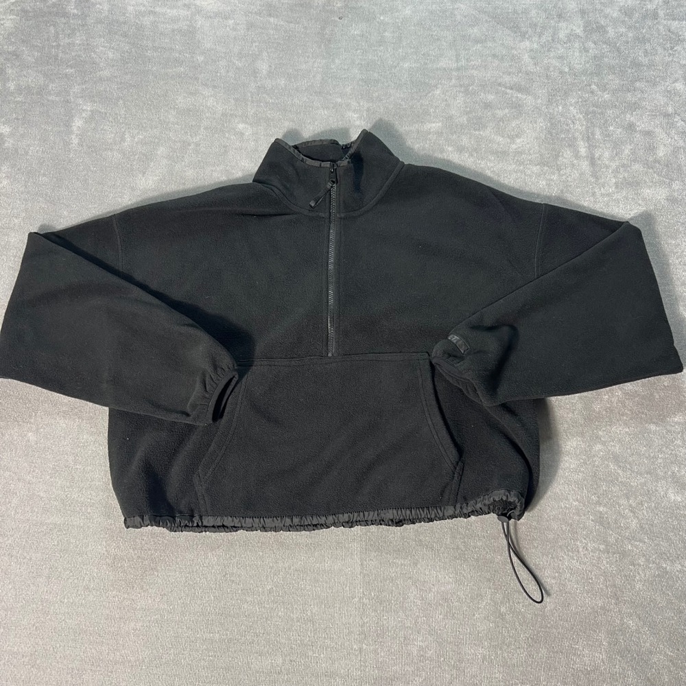 Fabletics Black Quarter Zip Polar Fleece Pullover Small Wokout Cropped